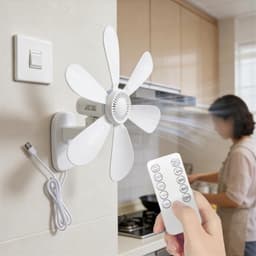 Wandventilator met Afstandsbediening - Muurventilator USB - Ruimte Koelen - Stille Werking Timer - 419 cm - Wit — thumbnail 3
