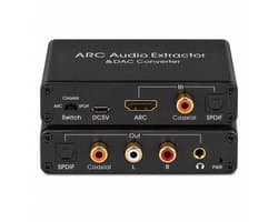 HDMI ARC Audio Extractor – 192kHz DAC Converter – HDMI ARC, Optisch & Coaxiaal naar RCA L/R, SPDIF & 3,5mm AUX – Audio Adapter