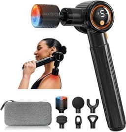 Thuys - Massage Gun met Warmte & Koeling – 5 Snelheden – 10 mm Massagebereik – 6 Massagekoppen – 15W USB-C PD – LCD Display – Zwart — thumbnail 1