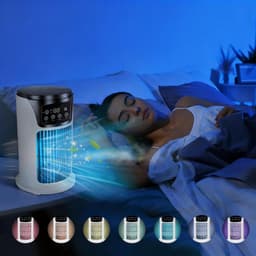 Torenventilator - Watergekoeld Ventilator - Mobiele Aircooler - Persoonlijke Koeler - Luchtbevochtiger - Waternevel - 300ml - 6 Standen & 6 Kleuren & Timer - Tower Fan - Voor Thuis Kantoor en Reizen — thumbnail 3