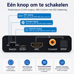 HDMI ARC Audio Extractor – 192kHz DAC Converter – HDMI ARC, Optisch & Coaxiaal naar RCA L/R, SPDIF & 3,5mm AUX – Audio Adapter — thumbnail 5
