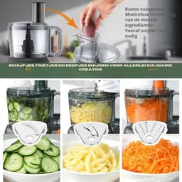 Thuys - Foodprocessor & Blender 1500W – 2,5 L Foodprocessor + 2 L Glazen Blender – 20.000 RPM – 2 Snelheden & Pulse – Zwart — thumbnail 3
