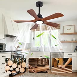 COVREO Plafondventilator met verlichting 42 inch, walnoot zwart, 6 snelheden — thumbnail 2
