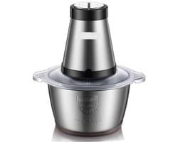 Elektrische Vleesmolen - 500W - Foodprocessor - Hakmolen - 2L RVS Keukenmachine - 2 Snelheden - voor Vlees - Noten en Groenten - Eenvoudig Schoon te Maken - Standaard