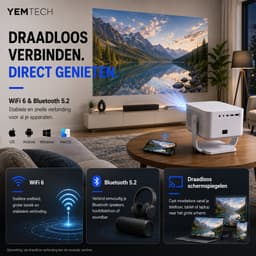 Yemtech® Thuisbioskoop Projector – Mini Beamer – HY450max – 800 ANSI Lumen – Full HD 1080P – 8K Ondersteuning – Android 14 – WiFi 6 – Bluetooth 5.4 — thumbnail 5