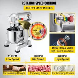 Keukenmixer – Elektrische Mixer – Deegkneder – Mixervoet – 10 Liter Kom – 450 Watt – 3 Snelheden — thumbnail 3