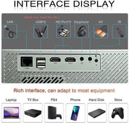 Everycom - RD829 - Beamer - Projector Beamer - Mini Meamer - 1920x1080dpi - Automatische focus - 5G - met WiFi - 12000lumens — thumbnail 2