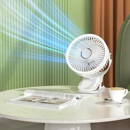 Tafelventilator met Lamp - Bureauventilator Oplaadbaar - Persoonlijke Koeling - 720 Graden Rotatie - 21 x 8.5 x 21 cm — thumbnail 2