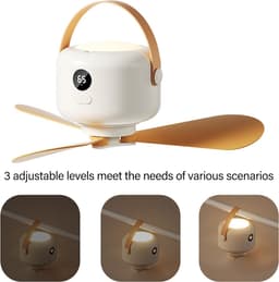 Draagbare Hangende Ventilator - Mini Plafondventilator - Ruimte Koelen - Met Geïntegreerd Licht - 27 cm Diameter - Wit — thumbnail 4