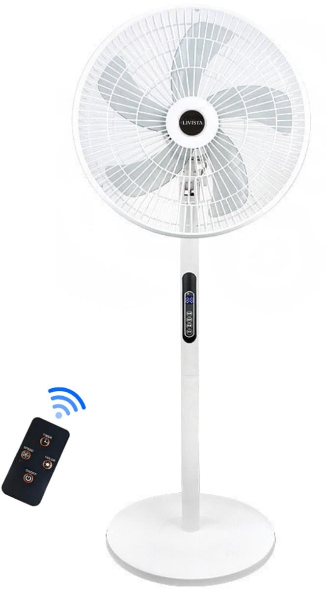 Livista Statiefventilator - Met Afstandsbediening - Staande Ventilator - 112 cm Hoog - 8 Snelheden - Timer - 90° Oscillerend - 40° Kantelbaar - Wit — afbeelding 1