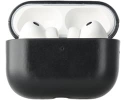 Rosso Deluxe Case Geschikt voor AirPods Pro 3 - Case Echt Leer - Echt Leren Beschermhoes Zwart