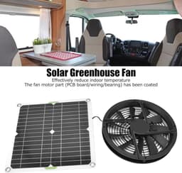 Zonnepaneel Ventilator Kit - Solar Fan Set - Ventilatie Creëren - Waterdicht Ontwerp - 100W - Zwart — thumbnail 2