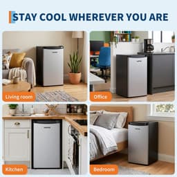Triumpunpre Mini Koelkast 45L met RVS Deur - Drankenkoeler Stil 41dB - Energie Label E - 5 Standen Thermostaat van 0°C naar 18°C - Deur Links of Rechts Draaibaar - Stelbare Poortjes - Vrijstaande Minibar voor Thuis of Werk — thumbnail 5