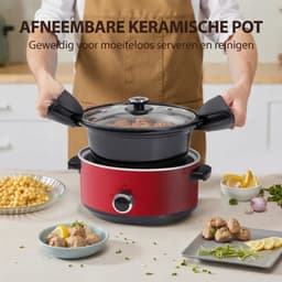 SP® Slowcooker - Warmhoudfunctie - Keramische Binnenpan - Rood - 24cm x 31cm x 18cm — thumbnail 4
