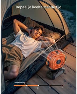 GELLDG Draagbare Camping Ventilator - Mistende Bureaubladventilator - 360ML Wassertank, 16000mAh Accu, 5 Snelheden, Timer, 18-70 Uur Autonomie - Geschikt voor Kamperen, RV en Noodgevallen - Kunststof - 23.5x29cm — thumbnail 3