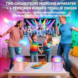 Karaoke machine Set met 2 microfoons - Karaokeset Draagbare Bluetooth - luidspreker licht - Cadeau Speelgoed Meisjes 3+ - Disco Licht en 5 Geluidseffecten - Speelgoedmicrofoon — thumbnail 3
