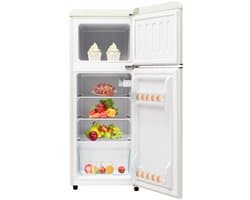 Retro Koelkast - Koel-vriescombinatie - Vrijstaande Koelkast - 92L - Met Vriesvak - LED Verlichting - 7 Standen - Voor Woonkamer - 105,5x41 cm - 1 Stuk