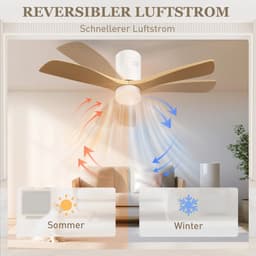 NordHaus Plafondventilator - LED-verlichting - Plafondlamp - 6 snelheden - Lichtbruin, Ø117 cm met afstandsbediening — thumbnail 5