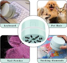 Mini Handheld Tafelstofzuiger Zwart, Bureauaccessoire voor Diamant Nail Art Gereedschap, Compact Stofzuiger voor Nagelpoeder en Bureaustof，Batterij — thumbnail 5