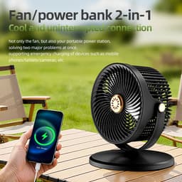 Sanorum-Intrekbare staande circulatieventilator op zonne-energie, USB voeding, krachtige luchtstroom, 3-in-1 multifunctioneel, voor thuisgebruik en buiten kamperen — thumbnail 5