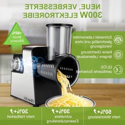 Elektrische Kaasrasp - Keukenmachine Groente Snijder - Snel Ingrediënten Bereiden - Zeven RVS Bladen - 30 cm Hoog - Zwart — thumbnail 1