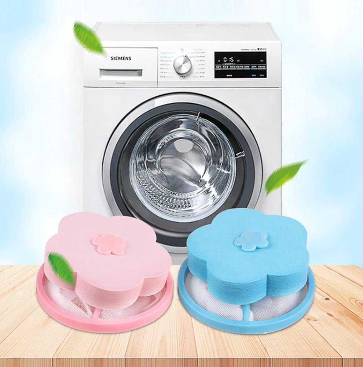 Wasmachine filter - Wasmachine reiniger - Wasmachine vuilreiniger - Wasmachine cleaner - Roze - Herbruikbaar - Wasfilter - Schoonmaakmiddel - Vuil verwijderen - Drijvend vangnet - Haarvanger - Haar vanger - Ontstopper - Thuis innovatie - Vangnet — afbeelding 1