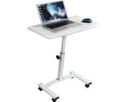TATKRAFT CHEER - Ergonomische Laptoptafel Op Wielen - Notebook / Apple Macbook Pro/Air 7-17 Inch Statafel Laptopstandaard Steun - Mobiele Bed/Schoot/Bank Laptop Standaard Notebook Houder - Laptophouder Laptopstand Tafel In Hoogte Verstelbaar - Wit