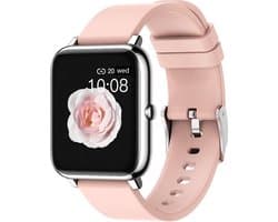 Belesy® HUNDRED - Smartwatch Dames - Smartwatch Heren - Horloge - 1.3 inch - Kleurenscherm - Full Touch - Stappenteller - Multi Sport - 100+ Watchfaces - Siliconen - Roze