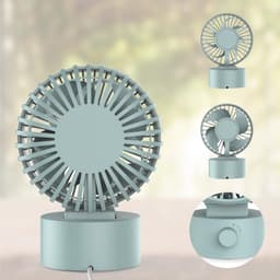 Northwall Mini USB Ventilator - Tafelventilator Blauw - Stille Mini Fan - Retro Bureau Ventilator - Klein, Stil en Geruisloos - Dual Motoren - Kantelbaar - 2 Snelheden — thumbnail 3