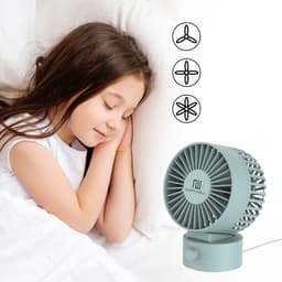 Northwall Mini USB Ventilator - Tafelventilator Blauw - Stille Mini Fan - Retro Bureau Ventilator - Klein, Stil en Geruisloos - Dual Motoren - Kantelbaar - 2 Snelheden — thumbnail 5