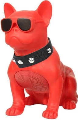 Franse Bull Dog Speaker CH-M10 - Draadloze Portable Bluetooth Speaker - USB Poort - Radio - Micro SD - 25 cm - Rood — thumbnail 1