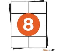 A4 Stickervellen - Adres Etiketten Stickers - Geschikt Inktjet en Laser Printers - 8 Per Vel - 105x74MM