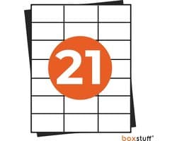 A4 Stickervellen - Adres Etiketten Stickers - Geschikt Inktjet en Laser Printers - 21 Per Vel - 70x42,2MM