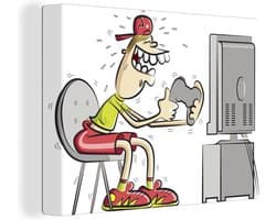 Canvas Schilderij Gamer - Televisie - Console - 80x60 cm - Wanddecoratie