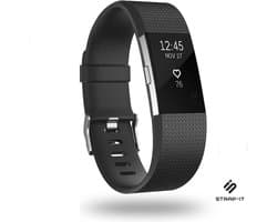 Siliconen Smartwatch bandje - Geschikt voor Fitbit Charge 2 siliconen bandje - zwart - Strap-it Horlogeband / Polsband / Armband - Maat: Maat L