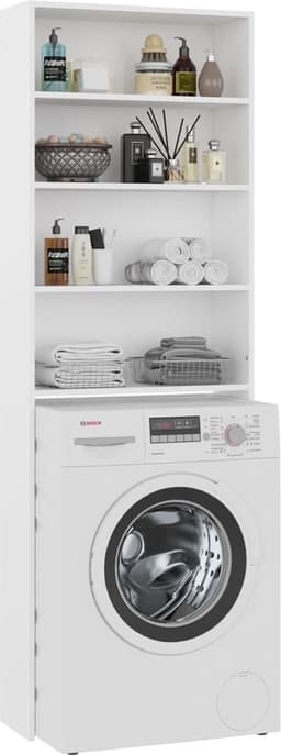Wasmachine ombouw - Kast - Opbouwmeubel - Verhoger - Wasmachine meubel - Opbergkast - Hout - Wit — thumbnail 5
