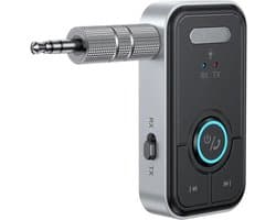 Nextora 2 in 1 Bluetooth Receiver en Transmitter - Bluetooth Ontvanger - Bluetooth Receiver Auto - Bluetooth Audio Receiver - Aux Bluetooth Auto - Bluetooth auto - Bluetooth 5.3 - AUX Bluetooth - Handsfree Bellen - Zwart/grijs