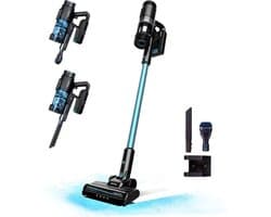 3 in 1 PRO Steelstofzuiger – Draadloos – Stofzuiger zonder Zak – Op Accu – Veelzijdig – Vacuum Cleaner – 12000PA Zuigkracht – 215W – Blauw