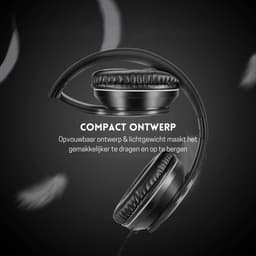 StayPowered Koptelefoon - Ingebouwde Microfoon - Lichtgewicht - Hoogwaardig Materiaal - Ademende Kussens - Zwart - 1,5m lange Snoer - Opvouwbaar en Draagbaar - 3,5mm Aansluiting - Levering Sneller dan Aangegeven! — thumbnail 2