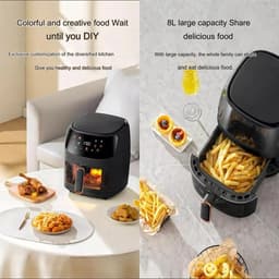 Comnox - Heteluchtfriteuse - 6L Inhoud - Airfryer - 2400W - Met LCD scherm - Zwart — thumbnail 3