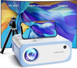 Projector- V3 - Compact - Full HD 1080P - 9000 Lumens - 5g wifi - LCD - projectieverhouding van 1:1,4 - HDMI, USB, AV, 3,5 mm audio - 300inch - Wit - — thumbnail 1