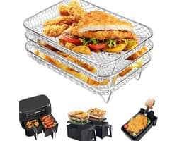 Accessoires voor Ninja Double Stake XL Airfryer - 3 Lagen Rack - 304 RVS Grid