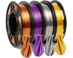 Zijde PLA Filament 175 mm voor 3D-printer - Goud Zilver Koper Paars - 4 x 250 g Set