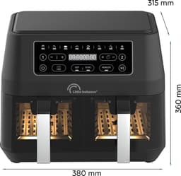 Little Balance 8765 - dubbele Airfryer - 2 x 4.5 liter inhoud - 2460 Watt - 8 programma's - PFAS vrij — thumbnail 7