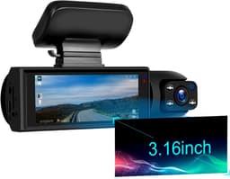 Dashcam voor auto - 170 Graden Kijkhoek - Nachtzicht - FullHD video - Wifi - Super compact - Parkeermodus - 3.16 Inch Scherm — thumbnail 3