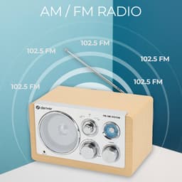 Denver Draagbare FM Radio - Retro - Werkt op batterijen of netstroom - Keukenradio - AM - FM - TR63 - Hout — thumbnail 2