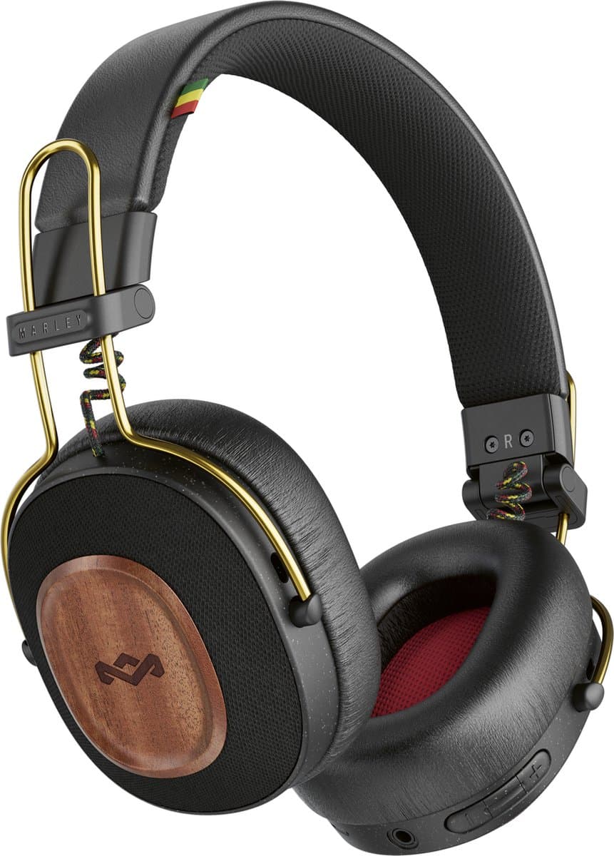 House of Marley Positive Vibration Riddim Bluetooth Koptelefoon - Hoofdtelefoon met Kabel - Draadloos - Met Microfoon - 50 uur batterij - Quickcharge - Rasta — afbeelding 1