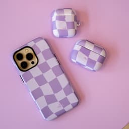 xoxo Wildhearts hoesje geschikt voor AirPods Pro - Violet Vibes - Matte - Ook als telefoonhoesje verkrijgbaar - schokbestendige case - koptelefoon hoesje - Mat - Beschermhoes met golvende blokjes - Golven - Paars — thumbnail 2