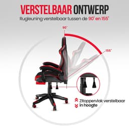 Avalo Gaming Stoel - Gamestoel - Ergonomische Bureaustoel Verstelbaar - Game Stoel - Gaming Chair - Zwart/Rood — thumbnail 5