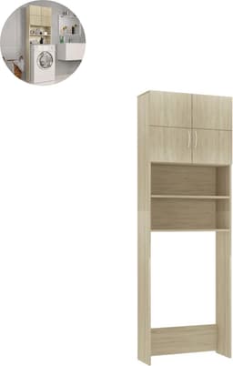 Wasmachine ombouw - Kast - Opbouwmeubel - Verhoger - Wasmachine meubel - Opbergkast - Hout - Sonoma Eiken — thumbnail 1